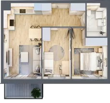 3 pokoje, mieszkanie 48,89 m², piętro 1, oferta nr B6/17, Osiedle przy Błoniach 3 - etap IV, Rumia, Janowo, ul. Błoń Janowskich 
