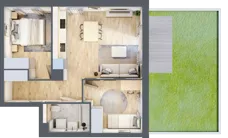 3 pokoje, mieszkanie 47,48 m², piętro 2, oferta nr B5/26, Osiedle przy Błoniach 3 - etap IV, Rumia, Janowo, ul. Błoń Janowskich 