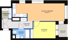 2 pokoje, mieszkanie 52,73 m², piętro 7, oferta nr A.7.1, Świerzawska 13, Poznań, Ławica, Grunwald, ul. Świerzawska 13