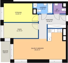3 pokoje, mieszkanie 76,33 m², piętro 2, oferta nr B.2.2, Świerzawska 13, Poznań, Ławica, Grunwald, ul. Świerzawska 13