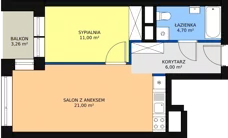 2 pokoje, mieszkanie 44,01 m², piętro 2, oferta nr B.2.7, Świerzawska 13, Poznań, Ławica, Grunwald, ul. Świerzawska 13