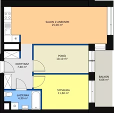 3 pokoje, mieszkanie 59,61 m², piętro 6, oferta nr B.6.5, Świerzawska 13, Poznań, Ławica, Grunwald, ul. Świerzawska 13