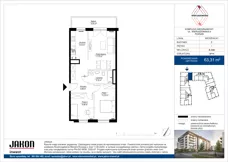 3 pokoje, mieszkanie 63,31 m², piętro 1, oferta nr E.C83, Wieruszowska, Poznań, Grunwald, Junikowo, ul. Wieruszowska 4