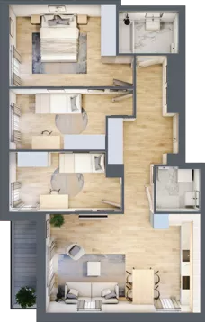 4 pokoje, mieszkanie 79,86 m², piętro 1, oferta nr AM1/4, Nowa Drożdżownia - Etap II, Kraków, Bieżanów-Prokocim, ul. Drożdżowa 5