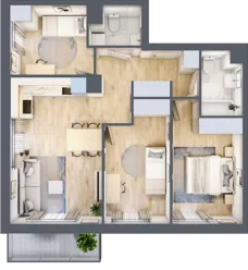4 pokoje, mieszkanie 66,83 m², piętro 1, oferta nr AM1/6, Nowa Drożdżownia - Etap II, Kraków, Bieżanów-Prokocim, ul. Drożdżowa 5