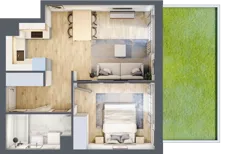 2 pokoje, mieszkanie 42,00 m², parter, oferta nr AM02, Nowa Drożdżownia - Etap II, Kraków, Bieżanów-Prokocim, ul. Drożdżowa 5