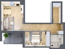 2 pokoje, mieszkanie 52,87 m², piętro 1, oferta nr AM1/5, Nowa Drożdżownia - Etap II, Kraków, Bieżanów-Prokocim, ul. Drożdżowa 5