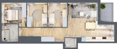 4 pokoje, mieszkanie 75,34 m², piętro 1, oferta nr AM1/1, Nowa Drożdżownia - Etap II, Kraków, Bieżanów-Prokocim, ul. Drożdżowa 5