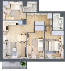 4 pokoje, mieszkanie 66,87 m², piętro 1, oferta nr BM1/5, Nowa Drożdżownia - Etap II, Kraków, Bieżanów-Prokocim, ul. Drożdżowa 5