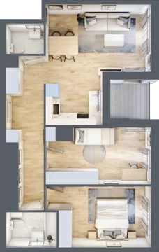 3 pokoje, mieszkanie 65,26 m², piętro 1, oferta nr BM1/2, Nowa Drożdżownia - Etap II, Kraków, Bieżanów-Prokocim, ul. Drożdżowa 5