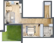 2 pokoje, mieszkanie 54,06 m², parter, oferta nr BM0/5, Nowa Drożdżownia - Etap II, Kraków, Bieżanów-Prokocim, ul. Drożdżowa 5