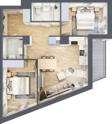 3 pokoje, mieszkanie 58,01 m², piętro 2, oferta nr BM2/3, Nowa Drożdżownia - Etap II, Kraków, Bieżanów-Prokocim, ul. Drożdżowa 5