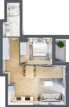 2 pokoje, mieszkanie 48,27 m², piętro 1, oferta nr CM1/2, Nowa Drożdżownia - Etap II, Kraków, Bieżanów-Prokocim, ul. Drożdżowa 5