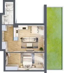 2 pokoje, mieszkanie 52,57 m², parter, oferta nr CM0/2, Nowa Drożdżownia - Etap II, Kraków, Bieżanów-Prokocim, ul. Drożdżowa 5