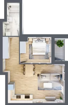 2 pokoje, mieszkanie 48,27 m², piętro 2, oferta nr CM2/2, Nowa Drożdżownia - Etap II, Kraków, Bieżanów-Prokocim, ul. Drożdżowa 5