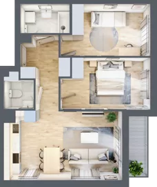 3 pokoje, mieszkanie 60,36 m², piętro 2, oferta nr CM2/3, Nowa Drożdżownia - Etap II, Kraków, Bieżanów-Prokocim, ul. Drożdżowa 5