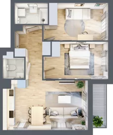 3 pokoje, mieszkanie 60,35 m², piętro 1, oferta nr CM1/3, Nowa Drożdżownia - Etap II, Kraków, Bieżanów-Prokocim, ul. Drożdżowa 5