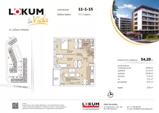 3 pokoje, mieszkanie 54,32 m², piętro 1, oferta nr 11-1-15, Lokum la Vida Etap II, Wrocław, Sołtysowice, ul. Lothara Herbsta