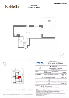 1 pokój, mieszkanie 35,55 m², parter, oferta nr A.0M04, KOBIELI 4, Gdańsk, Brzeźno, ul. Bogumiła Kobieli / Gdańska