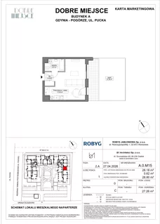 1 pokój, mieszkanie 28,17 m², piętro 1, oferta nr A.1M17, Dobre Miejsce, Gdynia, Pogórze, Pogórze, ul. Pucka