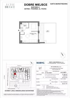 1 pokój, mieszkanie 31,96 m², parter, oferta nr A.0M01, Dobre Miejsce, Gdynia, Pogórze, Pogórze, ul. Pucka