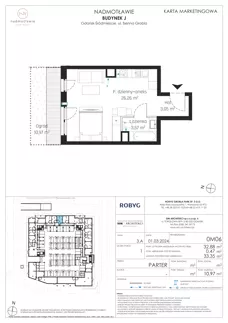 1 pokój, mieszkanie 32,88 m², parter, oferta nr J.0M06, Nadmotławie Apartments Budynek J, Gdańsk, Śródmieście, ul. Sienna Grobla