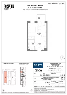 1 pokój, mieszkanie 31,22 m², piętro 5, oferta nr F.5M13, Początek Piątkowo Budynek F, Poznań, Piątkowo, ul. Wojciechowskiego