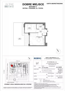 2 pokoje, mieszkanie 38,79 m², parter, oferta nr A.0M05, Dobre Miejsce, Gdynia, Pogórze, Pogórze, ul. Pucka