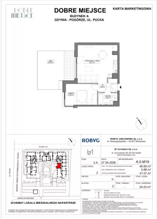 2 pokoje, mieszkanie 46,69 m², parter, oferta nr A.0M19, Dobre Miejsce, Gdynia, Pogórze, Pogórze, ul. Pucka