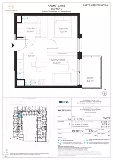 2 pokoje, mieszkanie 34,84 m², piętro 5, oferta nr J.5M09, Nadmotławie Apartments Budynek J, Gdańsk, Śródmieście, ul. Sienna Grobla