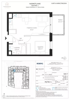 2 pokoje, mieszkanie 35,58 m², piętro 5, oferta nr J.5M17, Nadmotławie Apartments Budynek J, Gdańsk, Śródmieście, ul. Sienna Grobla