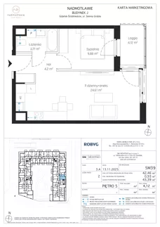 2 pokoje, mieszkanie 42,46 m², piętro 5, oferta nr J.5M39, Nadmotławie Apartments Budynek J, Gdańsk, Śródmieście, ul. Sienna Grobla