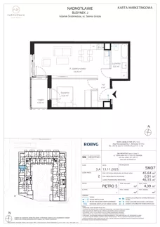 2 pokoje, mieszkanie 45,64 m², piętro 5, oferta nr J.5M07, Nadmotławie Apartments Budynek J, Gdańsk, Śródmieście, ul. Sienna Grobla