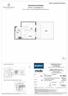 2 pokoje, mieszkanie 40,05 m², piętro 1, oferta nr H1.1M04, Piątkowo Residence, Poznań, Piątkowo, Piątkowo, ul. Wojciechowskiego