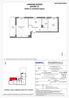 3 pokoje, mieszkanie 55,65 m², piętro 2, oferta nr C12.2M08, Lawendowe Wzgórza, Gdańsk, Jasień, ul. Lawendowe Wzgórze
