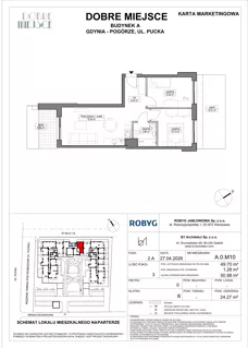3 pokoje, mieszkanie 49,70 m², parter, oferta nr A.0M10, Dobre Miejsce, Gdynia, Pogórze, Pogórze, ul. Pucka