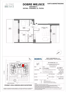 3 pokoje, mieszkanie 61,15 m², parter, oferta nr A.0M11, Dobre Miejsce, Gdynia, Pogórze, Pogórze, ul. Pucka