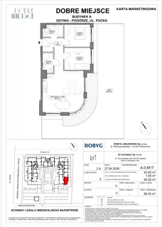 3 pokoje, mieszkanie 63,65 m², piętro 1, oferta nr A.1M19, Dobre Miejsce, Gdynia, Pogórze, Pogórze, ul. Pucka
