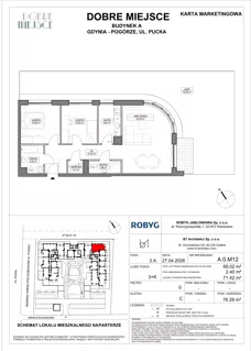 3 pokoje, mieszkanie 69,02 m², piętro 1, oferta nr A.1M14, Dobre Miejsce, Gdynia, Pogórze, Pogórze, ul. Pucka