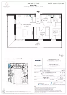 3 pokoje, mieszkanie 57,57 m², piętro 1, oferta nr J.1M11, Nadmotławie Apartments Budynek J, Gdańsk, Śródmieście, ul. Sienna Grobla