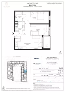 3 pokoje, mieszkanie 64,60 m², piętro 4, oferta nr J.4M37, Nadmotławie Apartments Budynek J, Gdańsk, Śródmieście, ul. Sienna Grobla