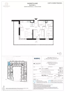 3 pokoje, mieszkanie 57,57 m², piętro 5, oferta nr J.5M11, Nadmotławie Apartments Budynek J, Gdańsk, Śródmieście, ul. Sienna Grobla