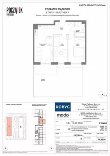 3 pokoje, mieszkanie 55,85 m², parter, oferta nr F.0M08, Początek Piątkowo Budynek F, Poznań, Piątkowo, ul. Wojciechowskiego