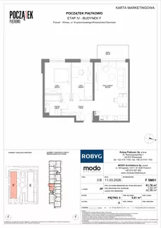 3 pokoje, mieszkanie 61,76 m², piętro 5, oferta nr F.5M01, Początek Piątkowo Budynek F, Poznań, Piątkowo, ul. Wojciechowskiego