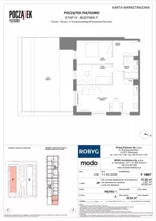 3 pokoje, mieszkanie 61,92 m², piętro 1, oferta nr F.1M07, Początek Piątkowo Budynek F, Poznań, Piątkowo, ul. Wojciechowskiego