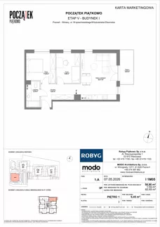 3 pokoje, mieszkanie 58,90 m², piętro 1, oferta nr I.1M05, Początek Piątkowo Budynek I, Poznań, Piątkowo, ul. Wojciechowskiego