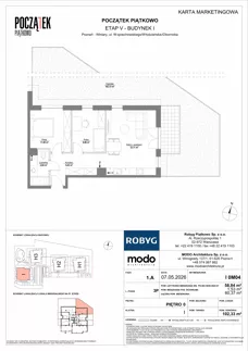 3 pokoje, mieszkanie 58,90 m², piętro 1, oferta nr I.1M05, Początek Piątkowo Budynek I, Poznań, Piątkowo, ul. Wojciechowskiego