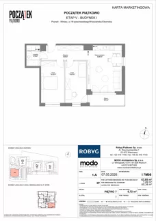 3 pokoje, mieszkanie 63,85 m², piętro 7, oferta nr I.7M08, Początek Piątkowo Budynek I, Poznań, Piątkowo, ul. Wojciechowskiego