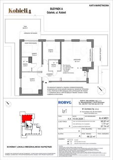 4 pokoje, mieszkanie 95,97 m², piętro 4, oferta nr A.4M01, KOBIELI 4, Gdańsk, Brzeźno, ul. Bogumiła Kobieli / Gdańska