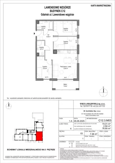 4 pokoje, mieszkanie 74,01 m², piętro 3, oferta nr C12.3M03, Lawendowe Wzgórza, Gdańsk, Jasień, ul. Lawendowe Wzgórze